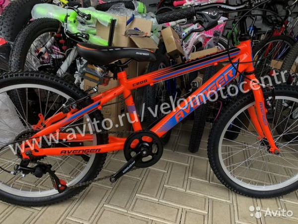 Велосипед 20" AVENGER C200, оранжевый/синий неон, 11"