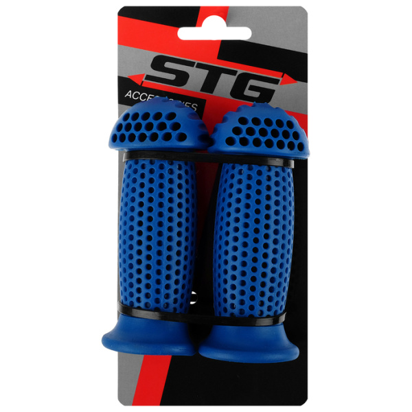 Грипсы STG GR112 100 мм, синие, "грибочки", для самоката и вело.,инд.уп