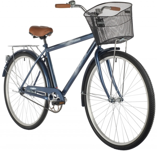 Велосипед FOXX 28" FUSION синий, сталь, размер 20" + передняя корзина