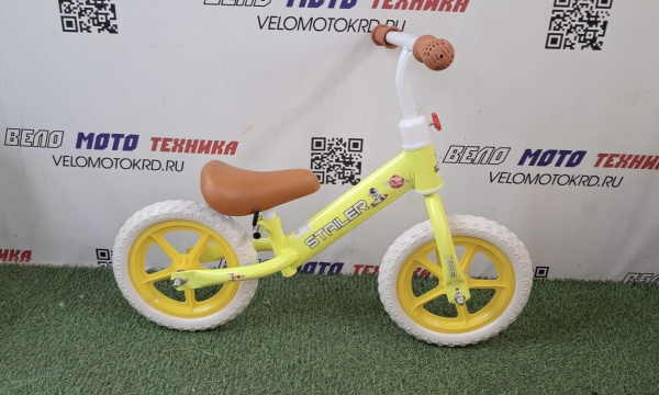 Беговел (Велогон) 2х колесный Желтый с литыми шинами 2.125*12 без педалей AEBS 22*12