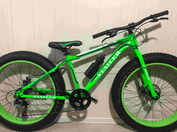 Велосипед Stailer ФЭТ БАЙК 26(CL20003-1) Сталь 7 скоростей цвет зеленый с бутылочкой для воды