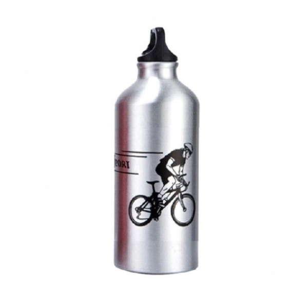 Бутылочка велосипедиста алюминиевая, 500 мл, c карабином, серый, AWB-GY-002