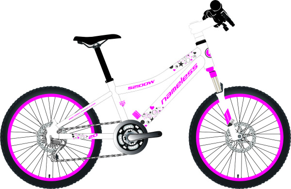 Велосипед 20" NAMELESS S2100W, белый/розовый