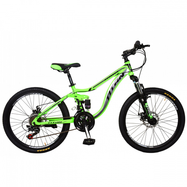 Велосипед Stailer Pioneer- 24"зеленый-серый металлик-черный двухподвес ***