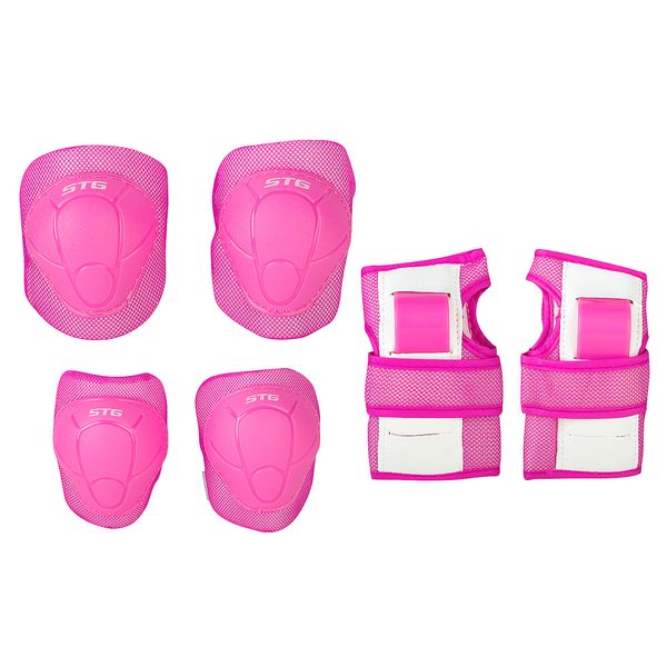 Защита детская STG YX-0304 комплект: наколенники, налокотник, защита кисти.Розовая, размер S
