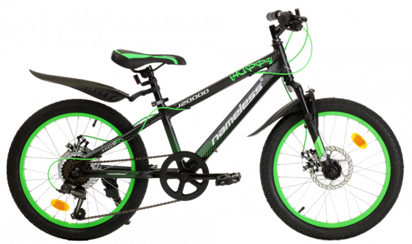 Велосипед 20" Nameless J2000D, черный мат/зеленый