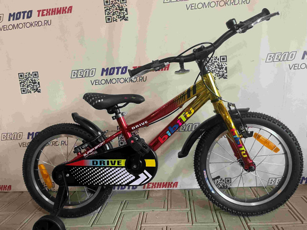 Велосипед 16" BIBITU DRIVE, красный/желтый хром